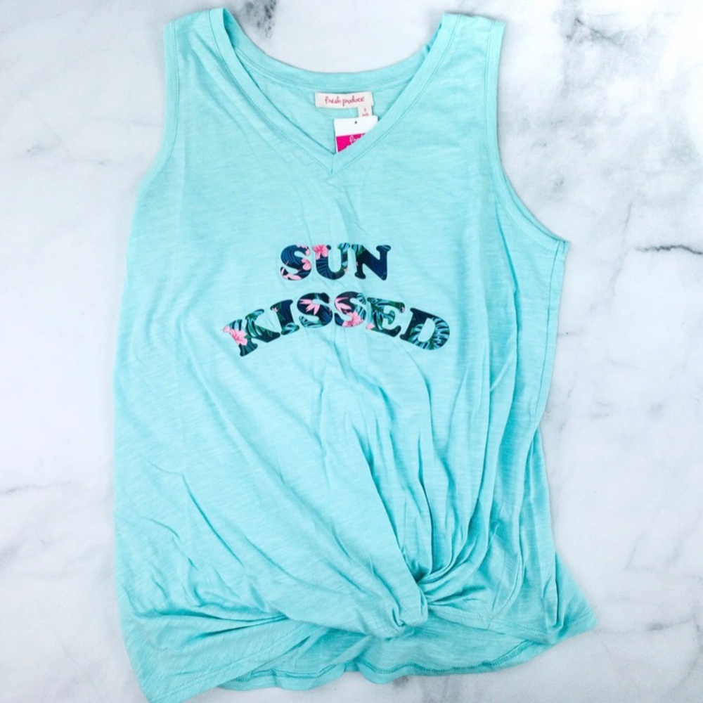 fresh produce Aqua Graphic 'Sun Kissed' Knot Tank